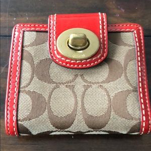 Like new Coach signature brown/red wallet!